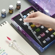 Starry Sky Glass Pen Set Signature Pen Crystal Students Use Dip Pen Glass Dip Pen Stationery Gift Pe