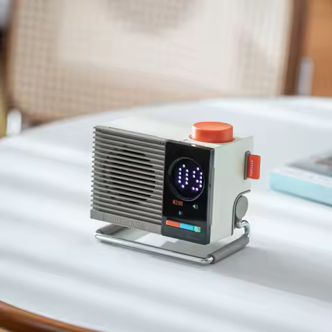 Syitren N200 TWS Bluetooth Wireless Speaker White Dynamic Screen Retro HIFI Subwoofer Desktop Sound