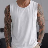 Men's Basic White  Pleated Design Regular Fit Vest,It Goes Well With Any Pants And Is Suitable For E