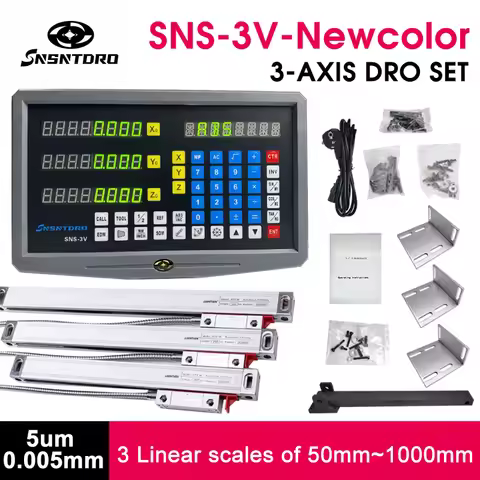 New Colour Set SNS-2V/3V Display AC90-260V & 50-1000mm Linear Glass Scale Encoder Grating Ruler For 