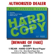 Hard Copy Bond Papers SHORT 8.5x11 inches 80gsm Sub. 24 BLUE GREEN Label