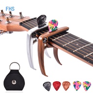 FHS Guitar Capo 5 Picks Pick Pack Guitar Capo for Ukulele Guitar Electric Guitar, Metal Wood