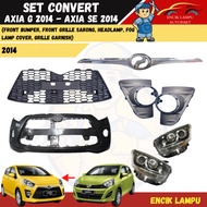 Set Convert Perodua Axia 2014 To Axia 2014 Se Front Bumper Depan Head Lamp Lampu Depan Fog Lamp Bumper Cover Grille New