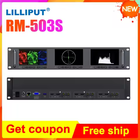 Lilliput RM-503S 3x5" 1920X1080 HDMI-compatible 3D-LUT 3D-SDI 2RU Rack Mount Monitor for Broadcast L
