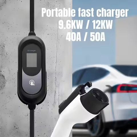 12KW 50A Portable EV Charger Type 1 EV Charging Type1 Electric Car Charger SAE J1772 EVSE Wallbox wi