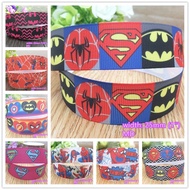 [5 Size Price] Heat Transfer European American Movie Cartoon Spider Wars Batman Super man Ribbed Ribbon Webbing Packaging Tape DIY Bow Tape Holiday Gift Packaging Tape