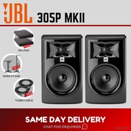 JBL LSR305P MKII Powered 5 Inch Two-Way Studio Monitor with Monitor Stand & Isolation Pad - Pair ( L
