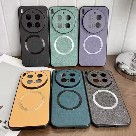 With Magsafe Magnetic Plain Leather Case For VIVO X300 Pro x300 X200 Ultra X200 Pro VIVO V60 Lite v5