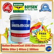 Boysen Nation Dreamcoat N1541 Gloss Latex White 1liter  4liters  16liters with free Paint Brush