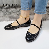 Rhinestone Mary Jane Flats - Comfortable Women's Shoes