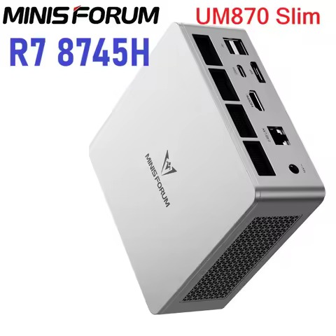 MINISFORUM UM870 Slim Mini PC AMD Ryzen 7 8745H 2*DDR5 2*M.2 SSD USB4.0 Desktop Gaming Computer Wind