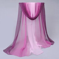 Gradient Color Selendang Model Scarf Chiffon Thin Soft Breathable Sun Protection Shawl Women Versati