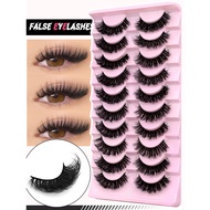 GROINNEYA 10 Pairs Fluffy Lashes Soft Wispy Volume Dramatic Long Cross Eyelash Extension Makeup