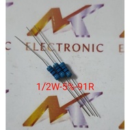 Resistor 1/2W 5% 91R 91R 91ohm 0.5 watt carbon membrane (Combo of 10)
