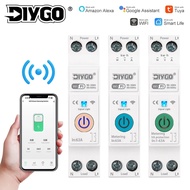 For TUYA 63A WiFi MCB Smart Circuit Breaker On Lower Current Voltage Protection Power Meter