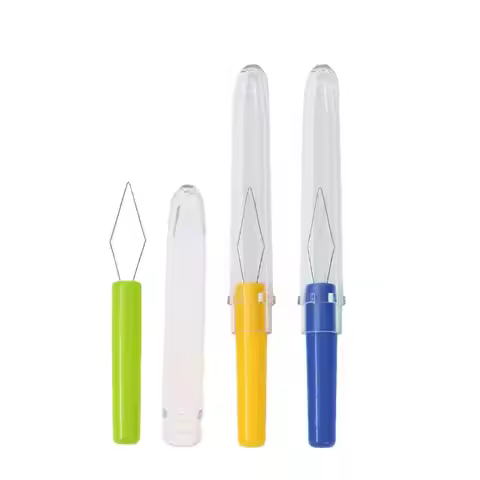 3PCS Needle Threader with Cover Automatic Small Threader Tool Plastic Needle Changer Portable Sewing