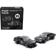1: Diecast Car Model Compatible with Nissan Skyline GT-R V8 Drift Hakosuka 95 Black and Datsun Laure