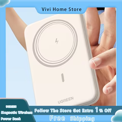 UGREEN Magnetic Wireless Power Bank 10000mAh Large Capacity with 15W Wireless Charging Compatible wi