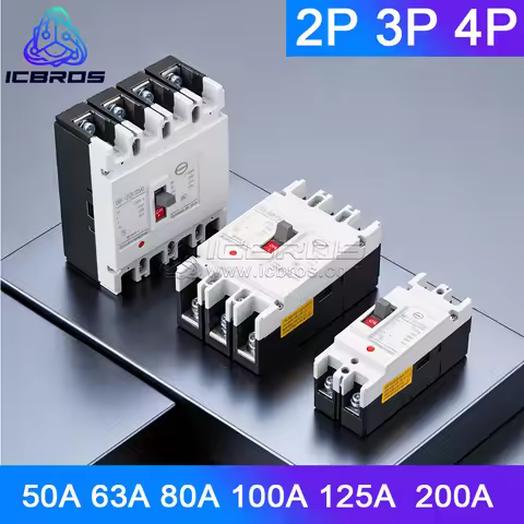 RMM1 2P 3P 4P Plastic Shell Circuit Breaker Air Switch 50A 63A 80A 100A 125A 160A 200A 225A 300A pla