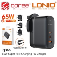 LDNIO Q366 65W SUPER FAST CHARGING CHARGER PD 65W + QC 3.0 SUPER FAST UNIVERL NOTEBOOK CHARGER ADAPT