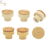 LOLLIPOP1 12pcs Handles for Bamboo Rattan, Burlywood Handmade Rattan Drawer Knobs, Home Round Rattan Weaving Natural Wooden Drawer Pulls for Kitchen Kitchen Cupboard