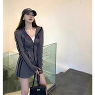 เสื้อคาร์ดิแกนแขนยาวป้องกันแสงแดดทรงสลิมฟิต AMIC สำหรับผู้หญิง ชุดกระโปรงและกางเกง ชุดแฟชั่นฤดูร้อน