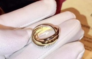 Cartier 925純銀三環鑲鑽戒指