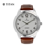Titan White Dial Leather Strap Men's Watch 1585SL07