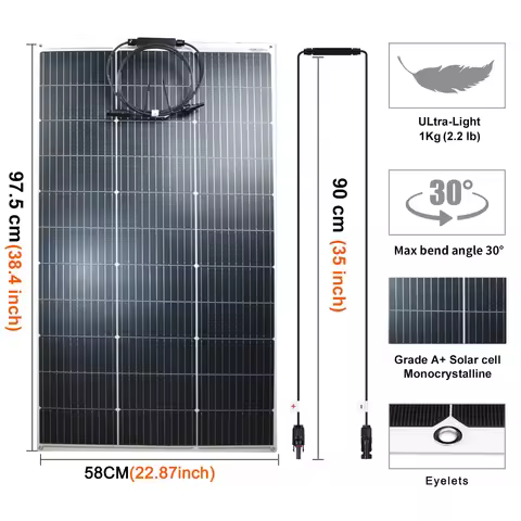 Flexible Solar Panel 125W 18V 130W Maximum Solar Power Monocrystalline Solar Cell 12V Battery Charge