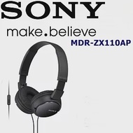 SONY MDR-ZX110AP 好音質 隨身便攜耳罩式I Phone 安卓 手機專用耳機 新力公司貨.保固一年 沉穩黑