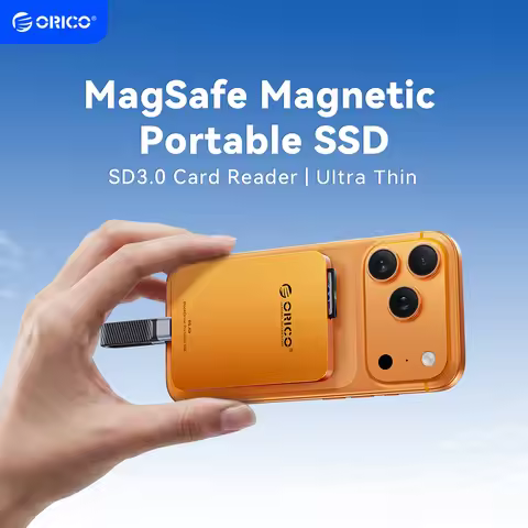 ORICO Ultra Thin Magnetic External SSD with SD3.0 Card Reader for iPhone 17 16 Pro/Max ProRes 4K Pro