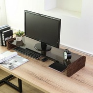 【微慢】MIT手工雕刻原木強化玻璃桌上架 增高架 螢幕架 ST085L