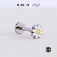 (1 Piece) White Chrysanthemum Earrings - Titanium F136 - Earrings store