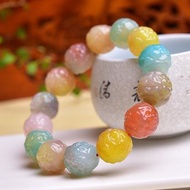 純天然極品鹽源瑪瑙回紋珠單圈手鏈 珠經14mm 漸變色 誰戴誰美
