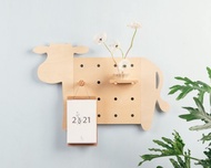 【DIY】木質洞洞板-洞物動物 小牛造型│壁掛置物架