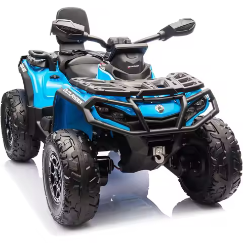 2 Seater Ride On ATV 24V Licensed Can-Am Electric ATV, 4 Wheeler 4WD Leather Seat, LED Lights Ride O