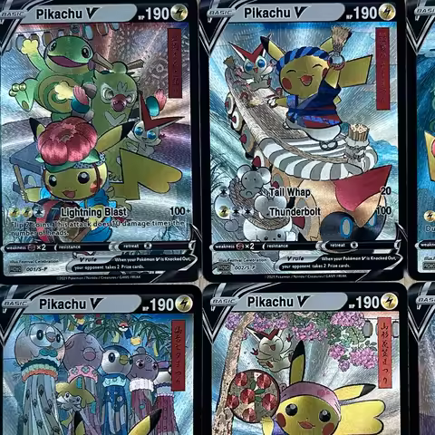 6Pcs/set PTCG Collection Card Promo Card DIY Anime Refractive Color Flash Card Textured Child Gifts 