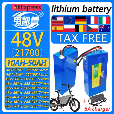 New 48V 50AH 45AH 40AH 35AH 30AH 25AH 20AH 15AH 10AH 21700 lithium battery pack 2500W motorcycle tri