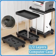 360 Rotating 2/3 Layers Rack Computer Case Holder CPU Stand PC Base Trolley With Wheels