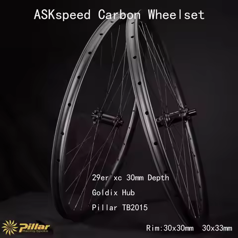 ASKspeed 1298g MTB Carbon Wheelset Goldix M370 6 bolt TB2015 Spokes Tubeless 30mm Depth 30/33mm Widt