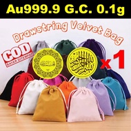 【COD】Pouch Velvet Bag + G.C 0.1g x1 Au999.9 with Certificate & Acrylic Casing | AUTHENTICITY GUARANT