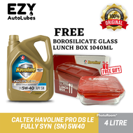 Caltex Havoline ProDS Fully Syn 5W40 4L (FOC Borosilicate Glass Lunch Box)👉 Caltex Engine Oil 100% ORIGINAL