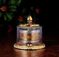 New Tibetan Tibet Buddhist 8 Cimelia Symbols Finger Prayer Wheel Amulet Statue