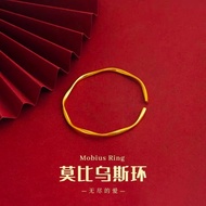 Möbiusband open bracelet gold color geometry Möbius strip Chow Tai Fook style bracelets new year birthday gift idea