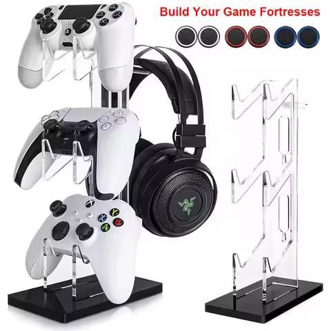 Universal 3 Tier Acrylic Controller Holder and Headset Stand for PS4 PS5 Xbox ONE Switch, Controller
