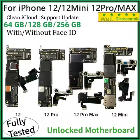 Tested Unlocked Mainboard For iPhone 12 Pro Max Motherboard With Face ID For iPhone 12 Mini Logic Bo