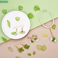 MIQUEL 30pcs Green Transparent Leaf Shape Beads, Leaf Shape Transparent Green Acrylic Leaf Beads, Ch