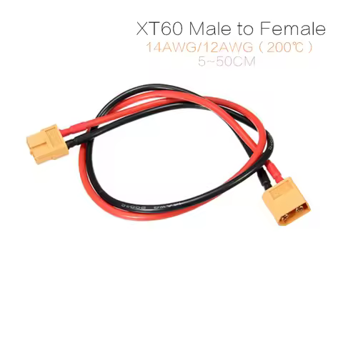 1PCS XT60 Connector Extension Cable Male to Female Plug Silicone Wire 14AWG 12AWG 5~50CM