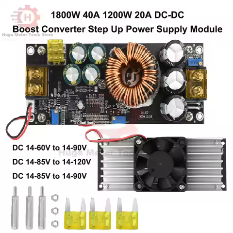 1800W 40A 1200W 20A DC-DC Boost Converter Step Up Power Supply Module DC 14-85V to 14-120V Adjustabl