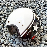 ZEUS ZS-380 FA WHI K57 BLK SUNVISOR RETRO HELMET